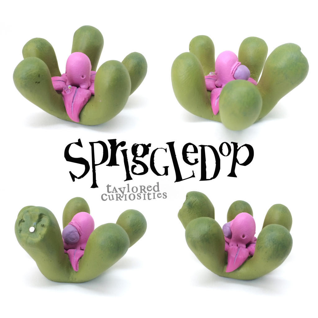 spriggledop brood nature fragmentary fauna nest snail shell designer toy taylored curiosities copyright protected pink green plant succulent petal egg