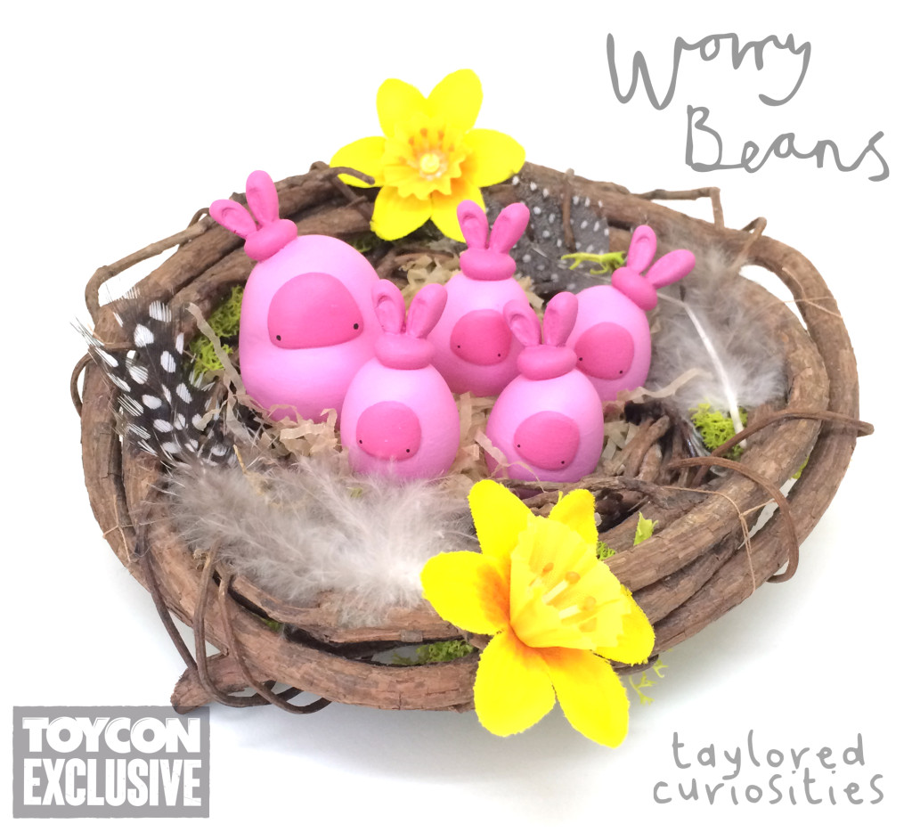 taylored curiosities easter bunny worry beans handmade designer toy toycon uk ooak copyright protected nest pink limited edition eggs chocolate 3