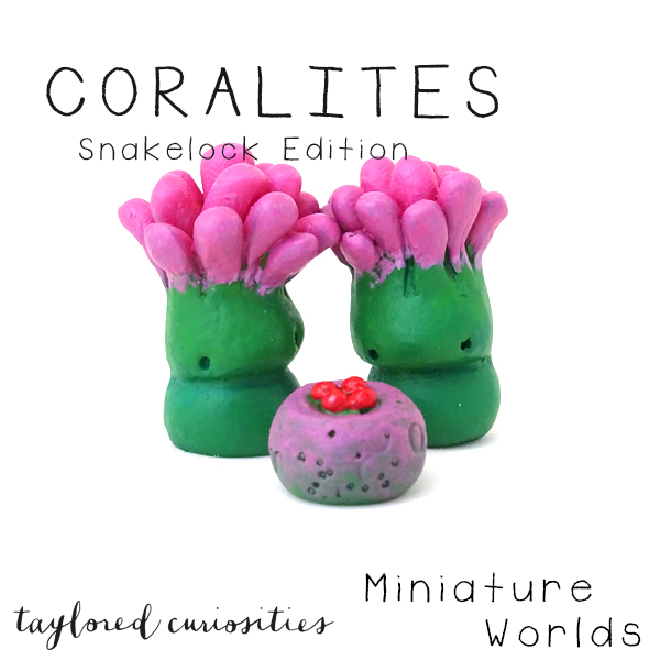 coralites taylored curiosities designer toy art toy artdoll dollhouse miniature snakelock anemone pink green sea marine eggs handmade copyright